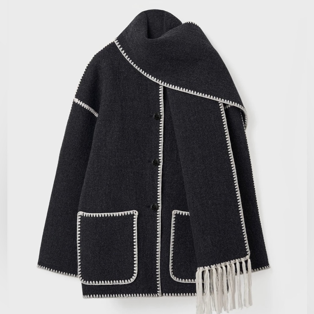 Toteme Scarf Jacket in Dark Grey
